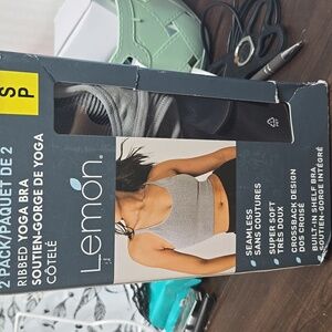 Lemon Size S 2 Pack of Ribbed Seamless Yoga Bras